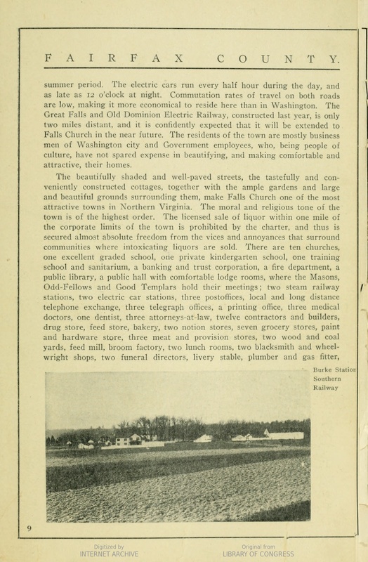 Select Pages from the Industrial and Historical Sketch of Fairfax County, Virginia, 1907.