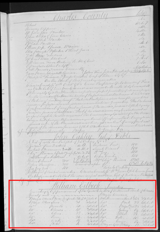William Eilbeck Posthumous Inventory