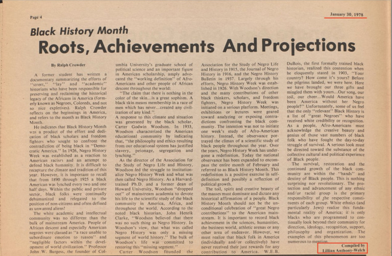 Black History Month 1978