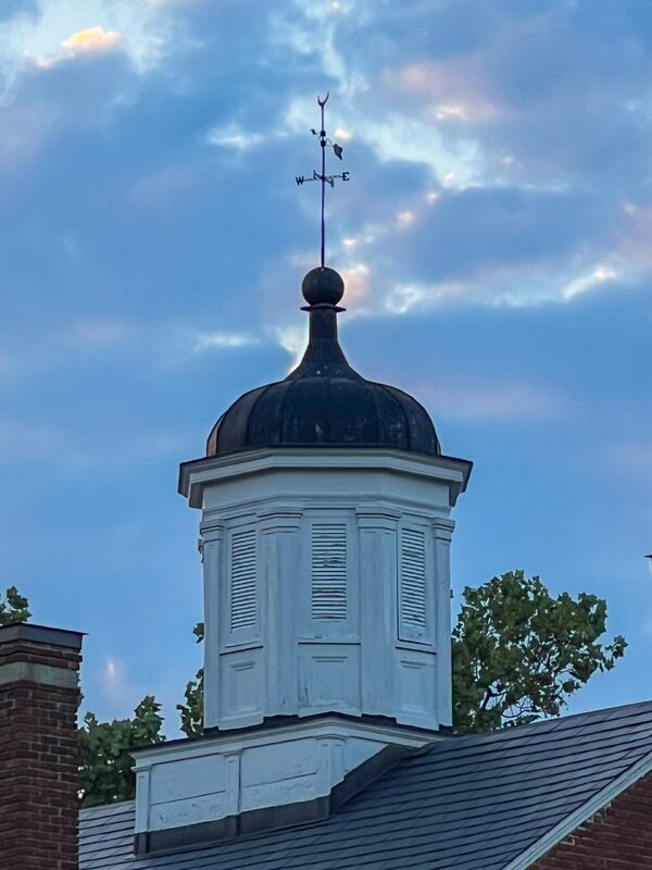Close up of the spire on top of the Fairfax County Court House present day.