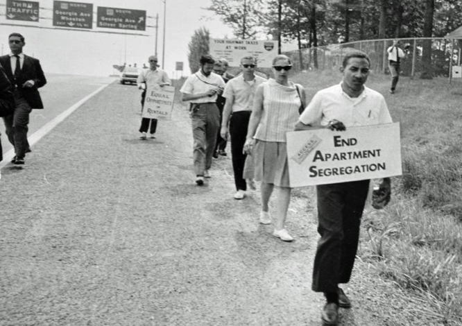 Photo of ACCESS founder Joseph C. Jones leading a 66-mile protest walk in 1966.