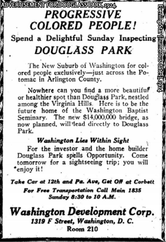 Ad for Progressive Colored People in Douglass Park