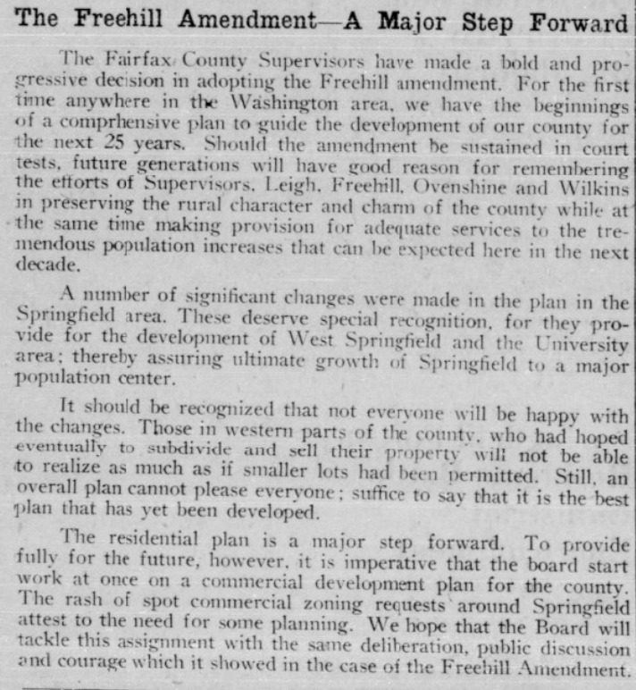 Excerpt of the Springfield Independent entitled "The Freehill Amendment" circa 1956.