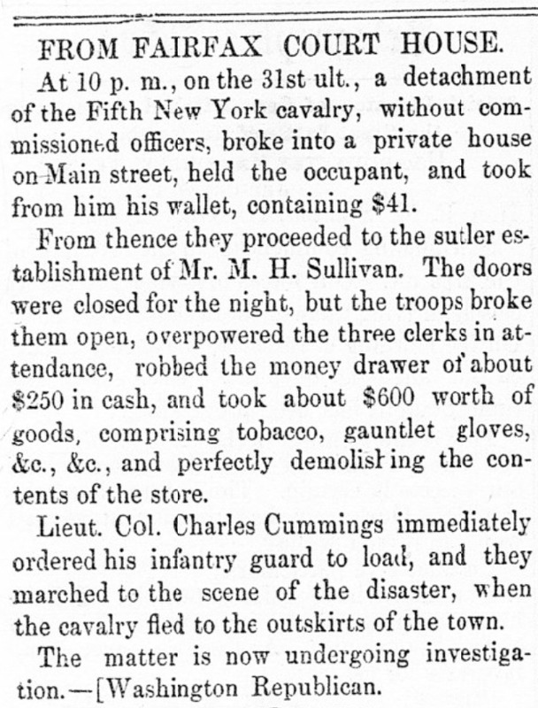 Union Cavalry Robbery on Main Street (1863)