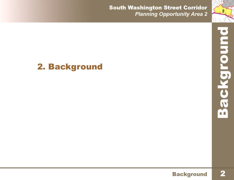 South Washington Street Corridor Planning Opportunity Area 2 '2. Background'