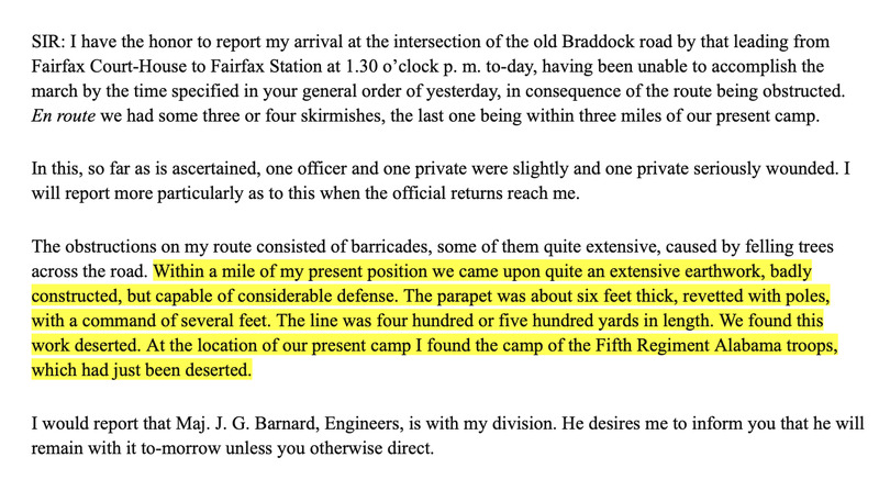 Colonel Dixon S. Miles Report (1861)