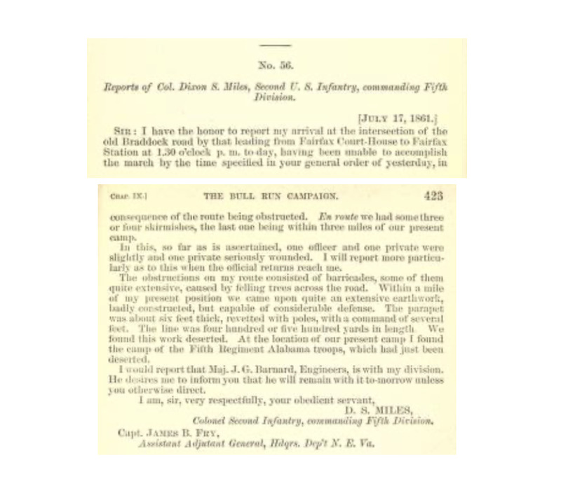Colonel Dixon S. Miles Report