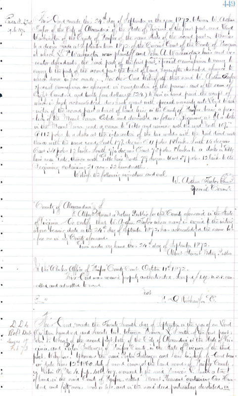 Arthur Taylor to Lloyd Washington Deed