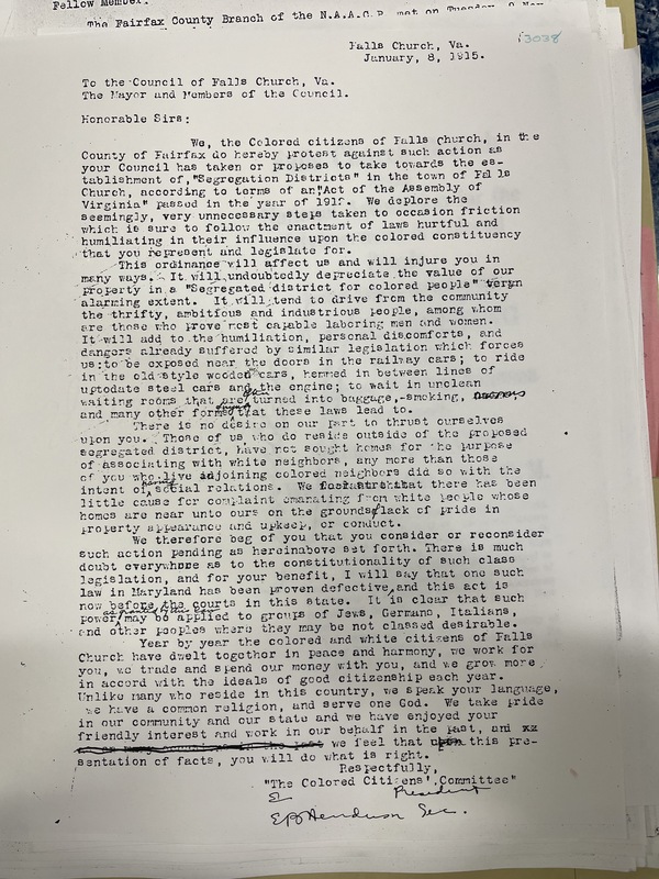 Letter from the CCC to the FC Town Council Jan 8 1915