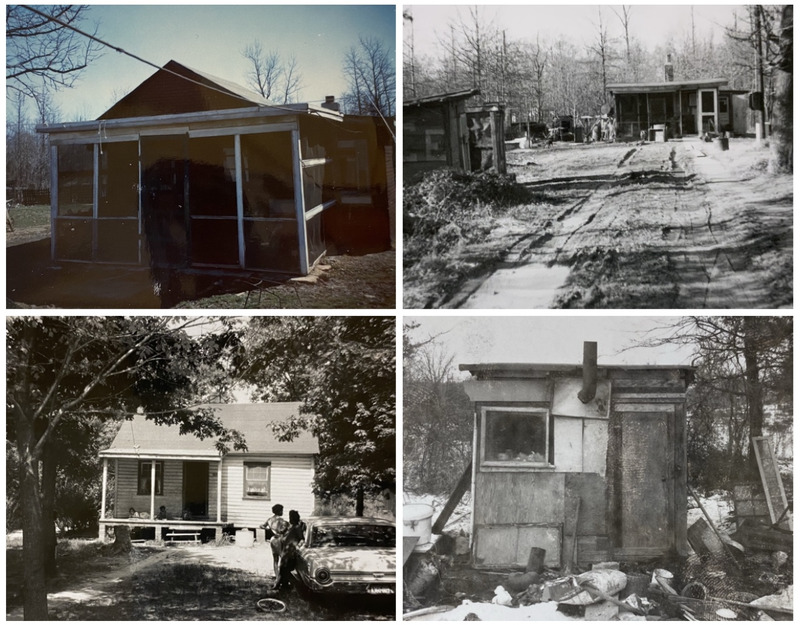 Four different exteriors of homes in Gum Springs.