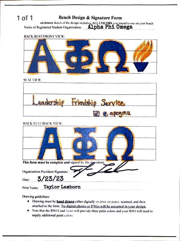 Alpha Phi Omega’s Bench Application