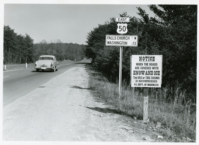 View of temporary warning sign fabricated from heavy paper.