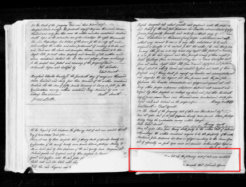 Bill of Sale Eilbeck Clement 1765