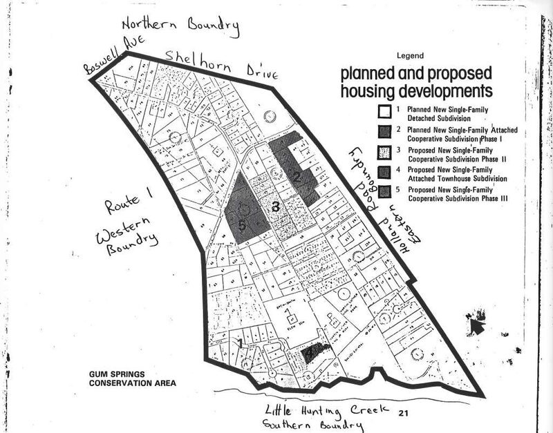 A map of just the shape of the original boundaries of Gum Springs.