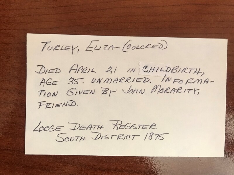 Eliza Turley Death Card