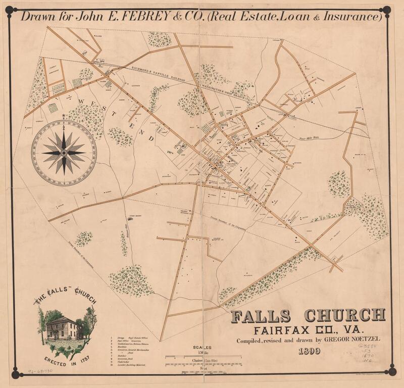 Map of Falls Church, Virginia circa 1890.