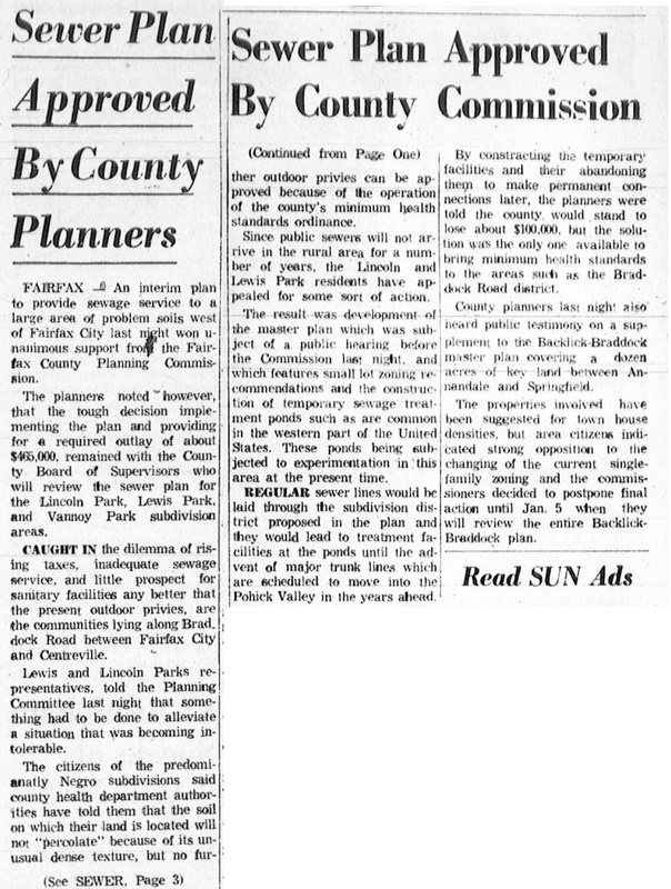 1966 WaPo Article "Sewer Plan Approved by County Planners"