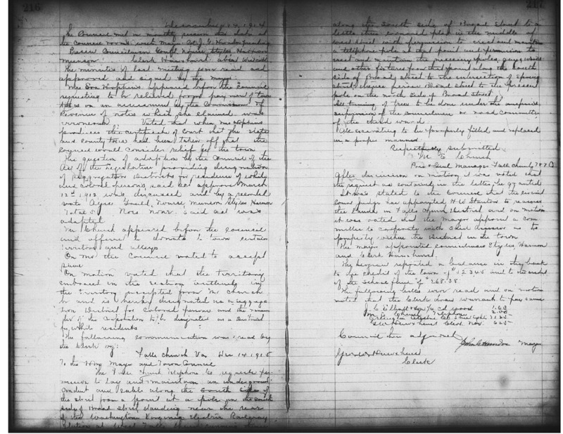 Dec 14, 1914 Town Council meeting minutes