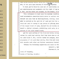 List of Early Covenanted Subdivisions in Fairfax County with a highlighted section of a covenant.