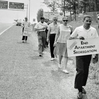 Photo of ACCESS founder Joseph C. Jones leading a 66-mile protest walk in 1966.