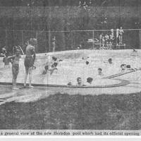 View of swimmers at the Herndon Swim Club in 1956.