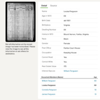 Louisa Ferguson 1870 Census Information