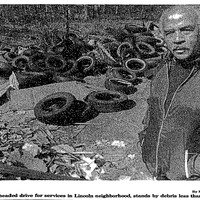 James Mott standing in front of a dump site in LLV