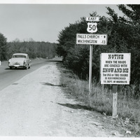 View of temporary warning sign fabricated from heavy paper.