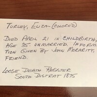 Eliza Turley Death Card