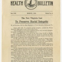 Excerpts of the Virginia Health Bulletin: The New Virginia Law To Preserve Racial Integrity, March 1924.