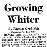 Excerpt from the Washington Post with headline "Fairfax Growing White", October 1970.